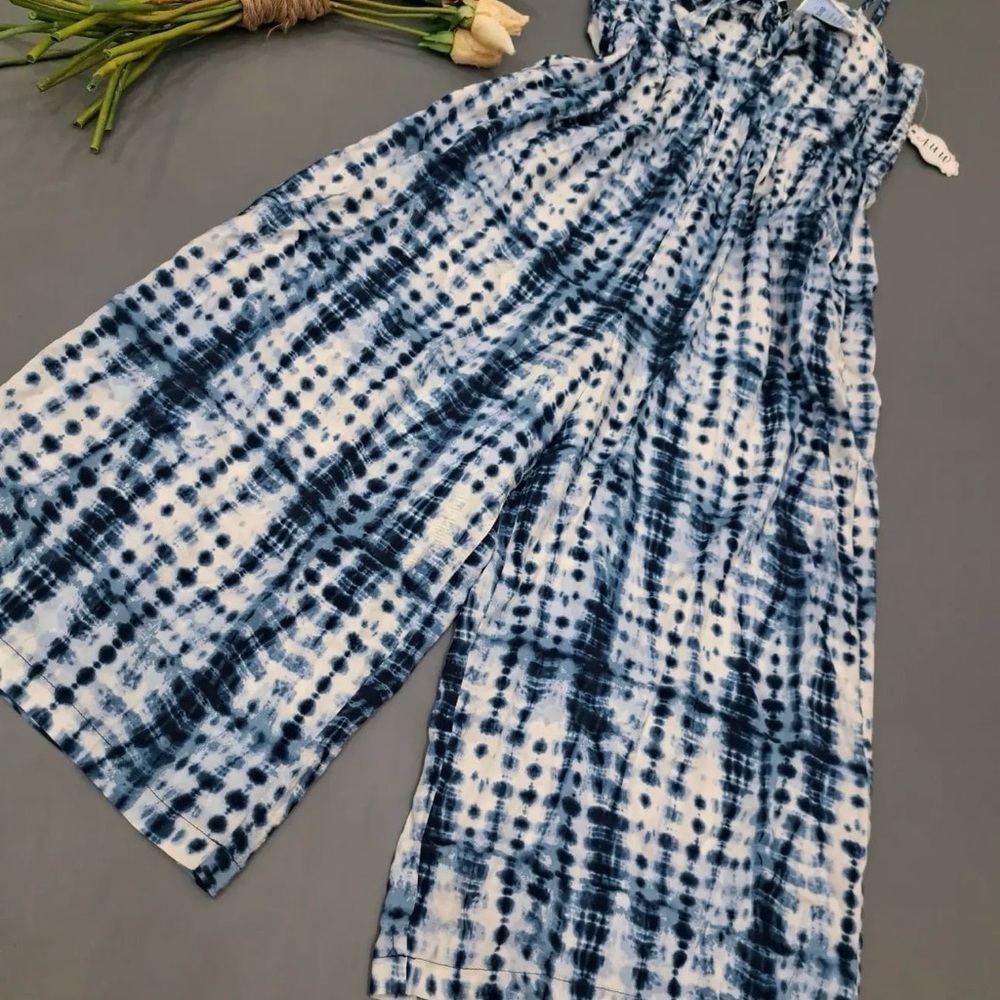 AUW Navy and White Tie-Dye Jumpsuit Ankle length Size M